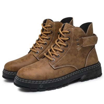 Men's Casual Tooling Boots Outdoor Round Toe Retro Shoes